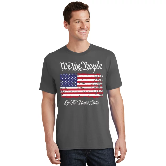 US Constitution We The People With Distressed Flag T-Shirt