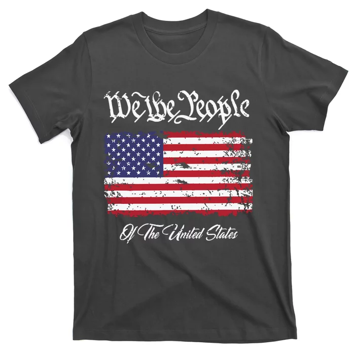 US Constitution We The People With Distressed Flag T-Shirt