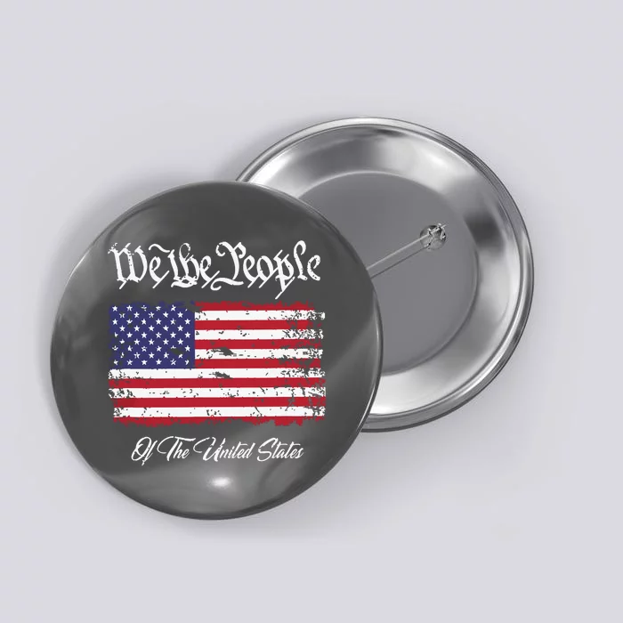 US Constitution We The People With Distressed Flag Button