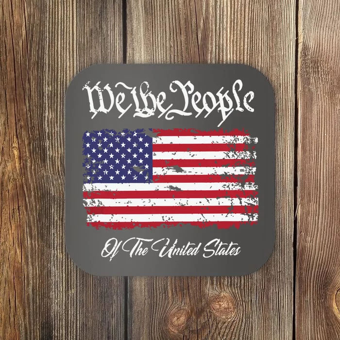 US Constitution We The People With Distressed Flag Coaster