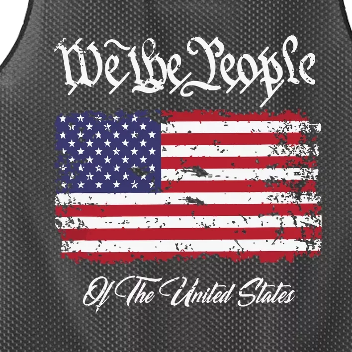 US Constitution We The People With Distressed Flag Mesh Reversible Basketball Jersey Tank