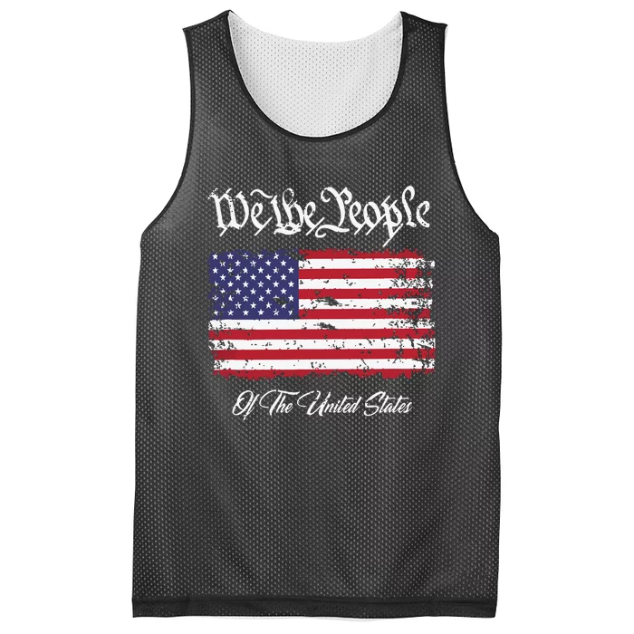 US Constitution We The People With Distressed Flag Mesh Reversible Basketball Jersey Tank