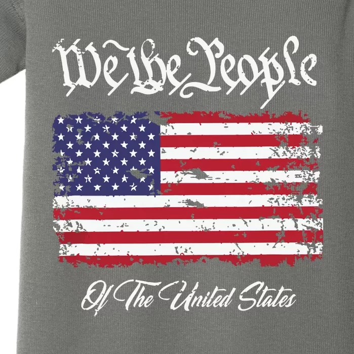 US Constitution We The People With Distressed Flag Baby Bodysuit