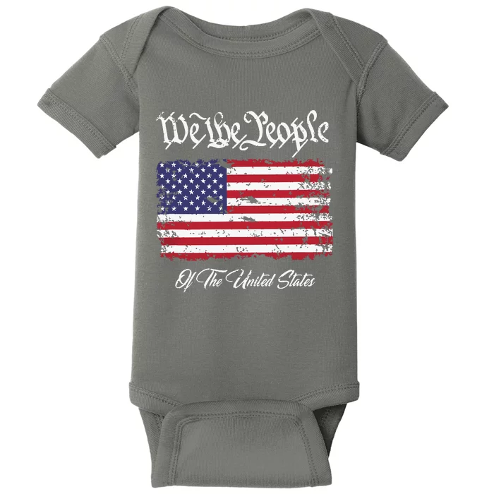 US Constitution We The People With Distressed Flag Baby Bodysuit