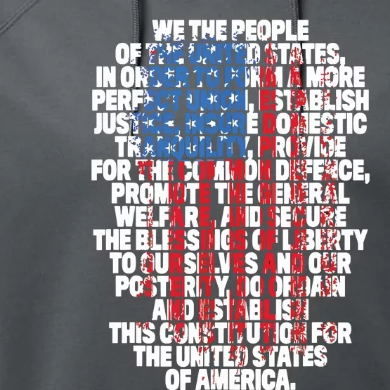 US Constitution We The People With Vintage Flag Performance Fleece Hoodie