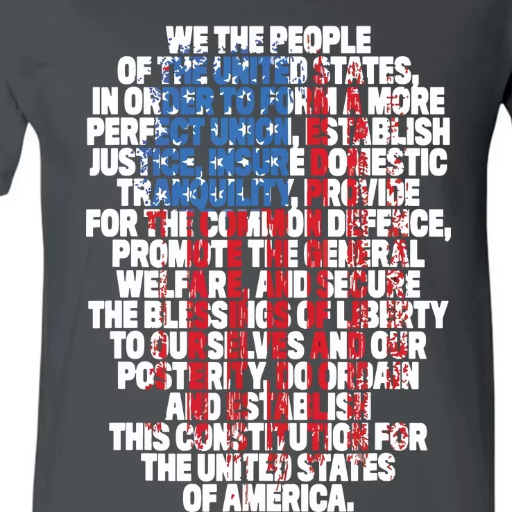 US Constitution We The People With Vintage Flag V-Neck T-Shirt