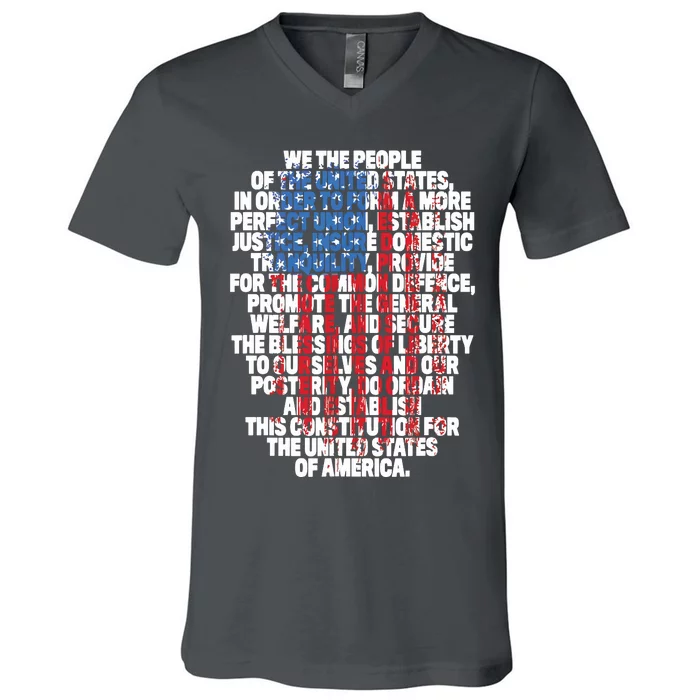 US Constitution We The People With Vintage Flag V-Neck T-Shirt