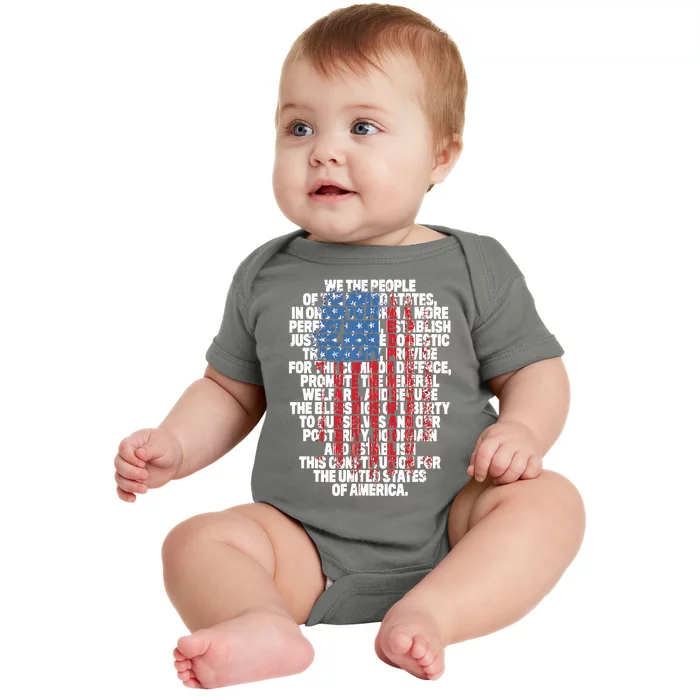 US Constitution We The People With Vintage Flag Baby Bodysuit