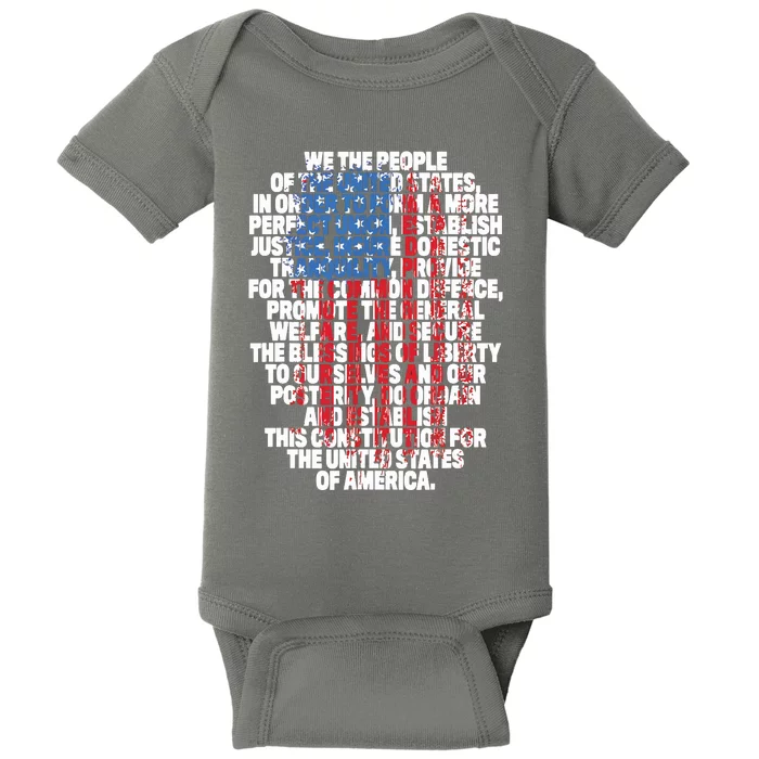 US Constitution We The People With Vintage Flag Baby Bodysuit