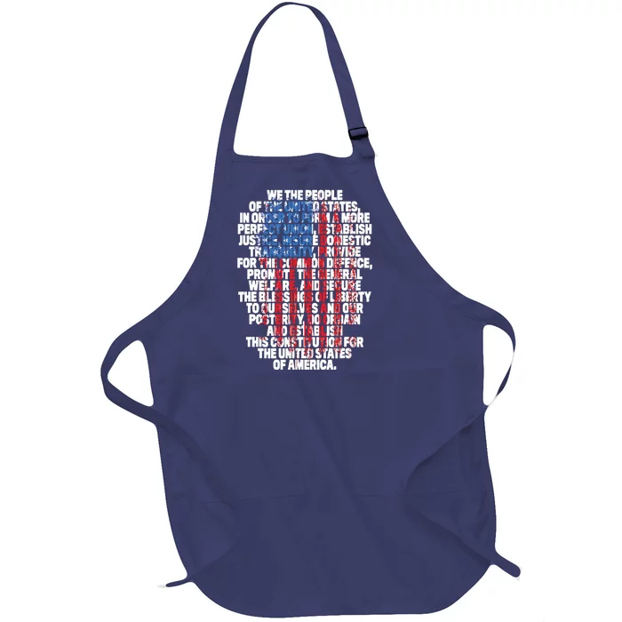 US Constitution We The People With Vintage Flag Full-Length Apron With Pocket