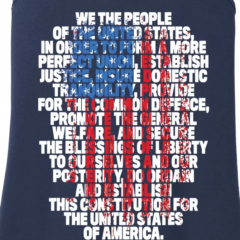 US Constitution We The People With Vintage Flag Ladies Essential Tank