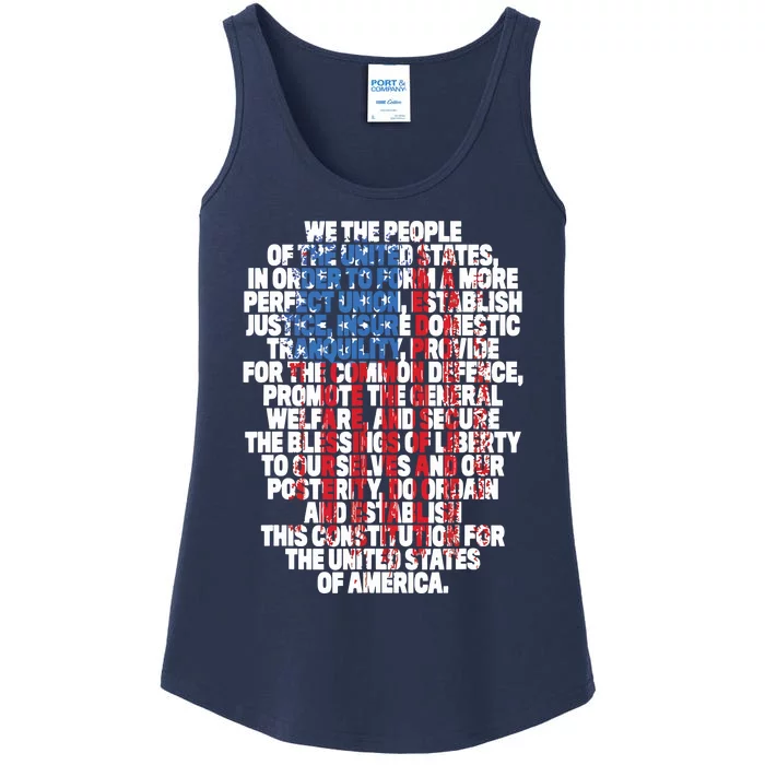 US Constitution We The People With Vintage Flag Ladies Essential Tank