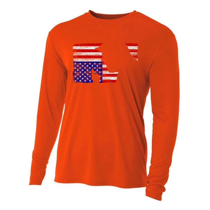 Upside Down American Flag President Donald Trump Gift Cooling Performance Long Sleeve Crew