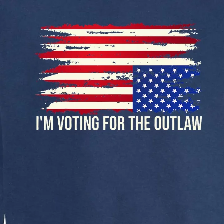 Upside Down American Flag Distress IM Voting For The Outlaw Garment-Dyed Sweatshirt