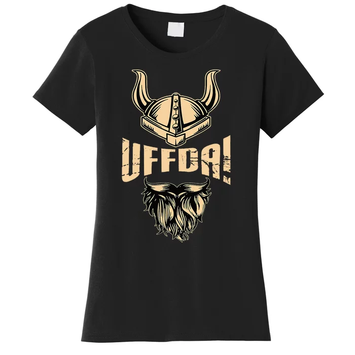 Uff Da American Norwegian Quote Roots Viking Helmet Beard Women's T-Shirt