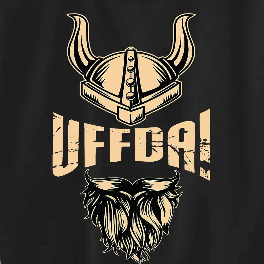 Uff Da American Norwegian Quote Roots Viking Helmet Beard Kids Sweatshirt