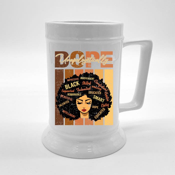 Unapologetically Dope Afro African American Black Bae Cute Gift Front & Back Beer Stein