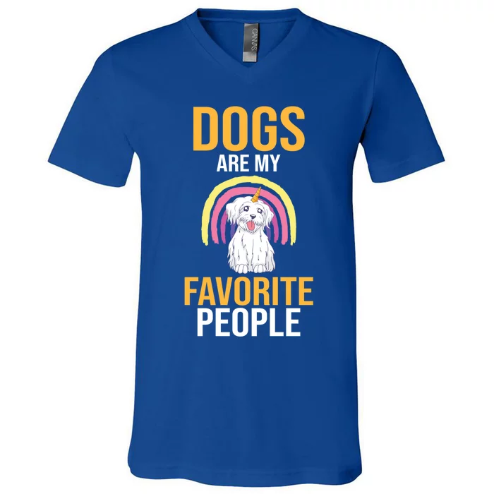 Unicorn Dogs Are My Favorite People Funny Gift V-Neck T-Shirt