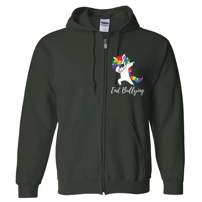 Unity Day Anti Bullying Orange End Bullying Unicorn Full Zip Hoodie