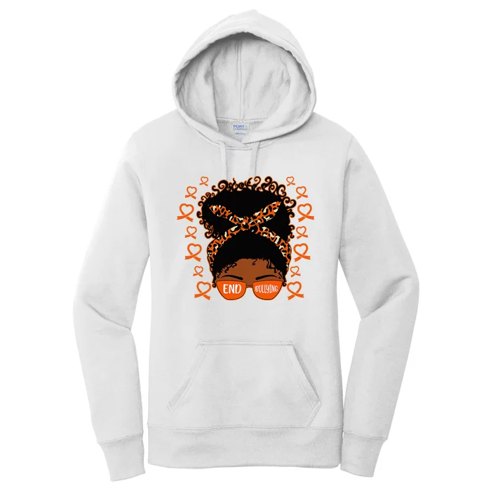 Unity Day Afro Messy Bun Anti Bullying End Bullying Women's Pullover Hoodie