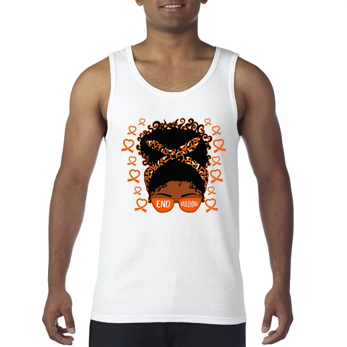 Unity Day Afro Messy Bun Anti Bullying End Bullying Tank Top