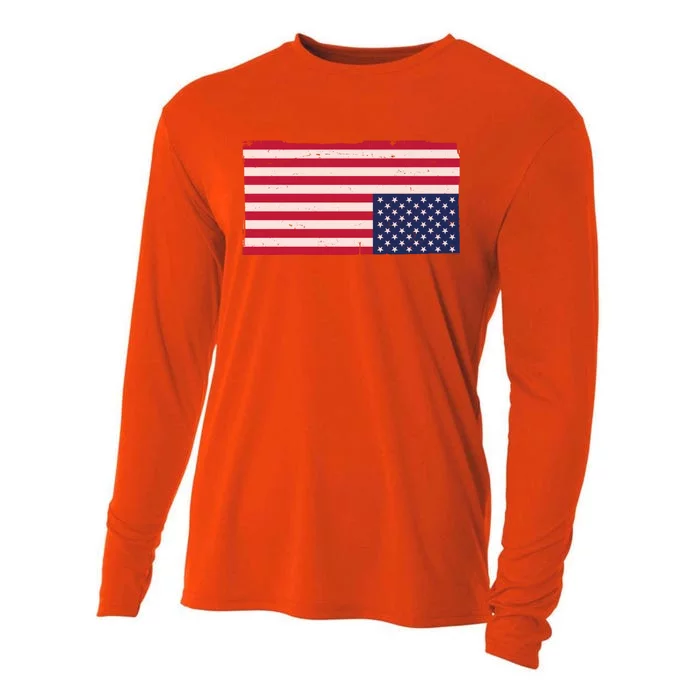 Upside Down American Flag Vintage Cooling Performance Long Sleeve Crew