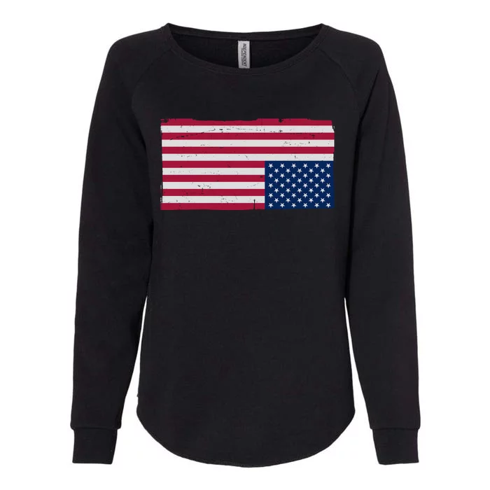 Upside Down American Flag Vintage Womens California Wash Sweatshirt