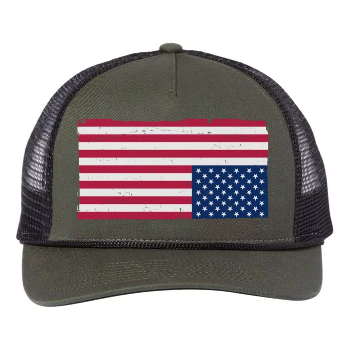 Upside Down American Flag Vintage Retro Rope Trucker Hat Cap