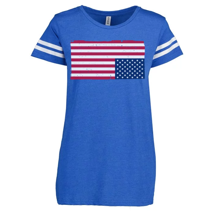 Upside Down American Flag Vintage Enza Ladies Jersey Football T-Shirt