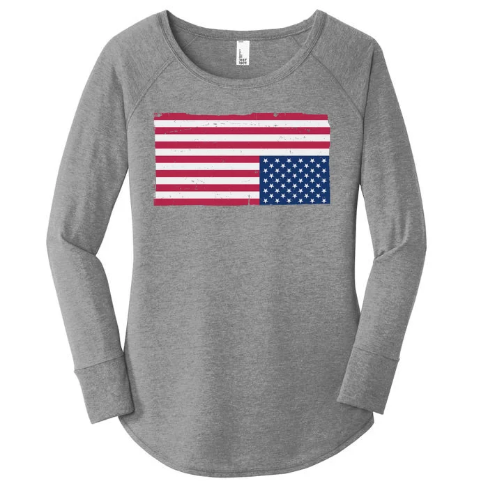 Upside Down American Flag Vintage Women's Perfect Tri Tunic Long Sleeve Shirt