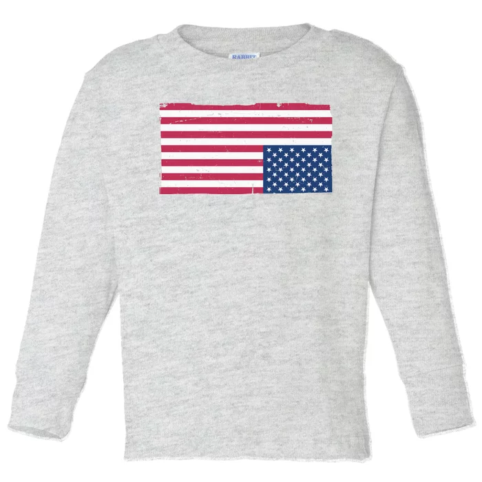 Upside Down American Flag Vintage Toddler Long Sleeve Shirt