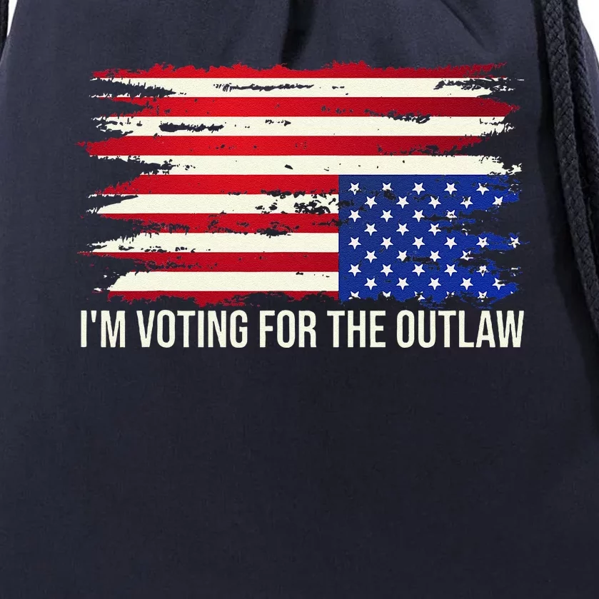 Upside Down American Flag Distress IM Voting For The Outlaw Drawstring Bag