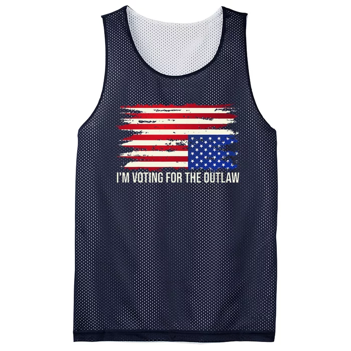 Upside Down American Flag Distress IM Voting For The Outlaw Mesh Reversible Basketball Jersey Tank