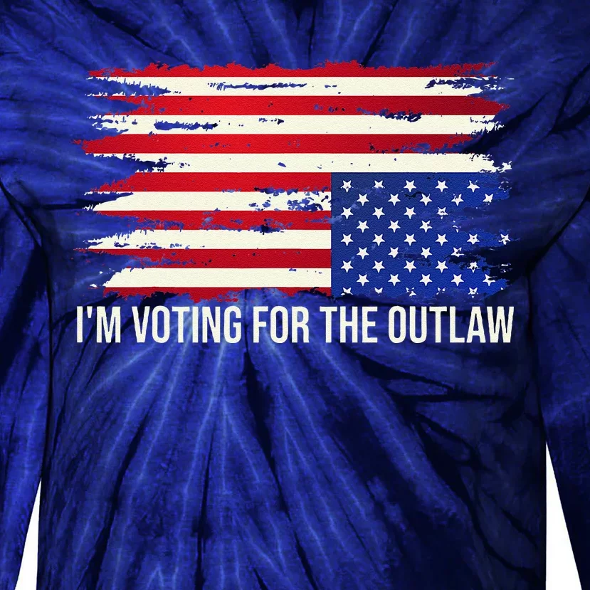 Upside Down American Flag Distress IM Voting For The Outlaw Tie-Dye Long Sleeve Shirt