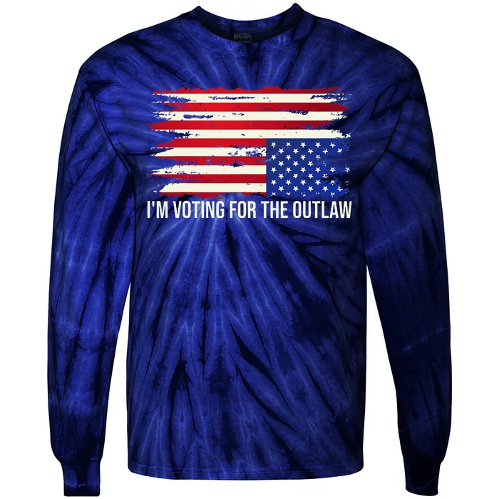 Upside Down American Flag Distress IM Voting For The Outlaw Tie-Dye Long Sleeve Shirt