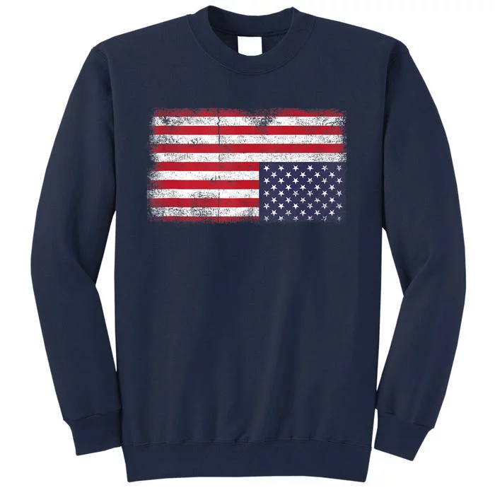 Upside Down American Flag Distress United States USA Tall Sweatshirt