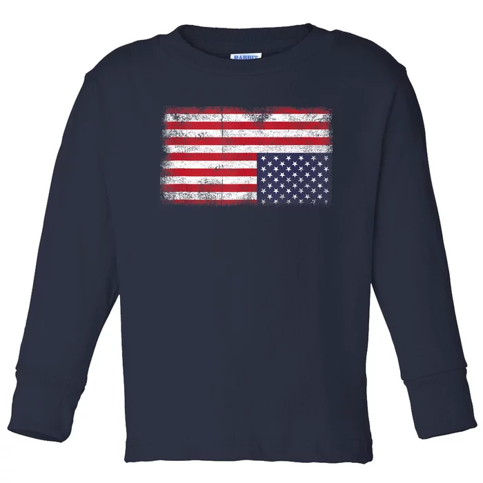 Upside Down American Flag Distress United States USA Toddler Long Sleeve Shirt