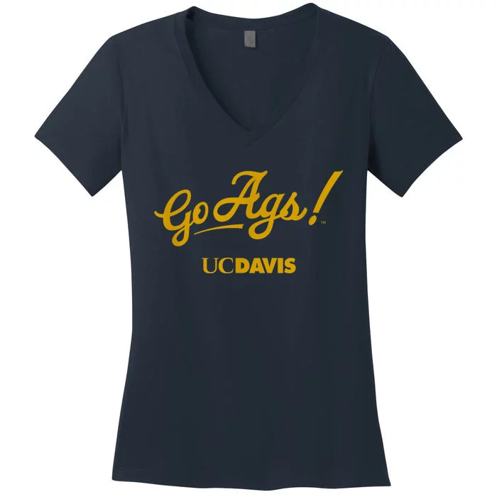 UC Davis Aggies Go Ags Women's V-Neck T-Shirt