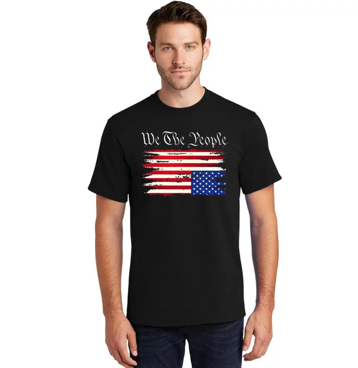 Upside Down American Flag Distress Tall T-Shirt