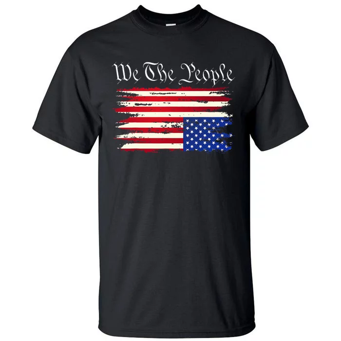 Upside Down American Flag Distress Tall T-Shirt