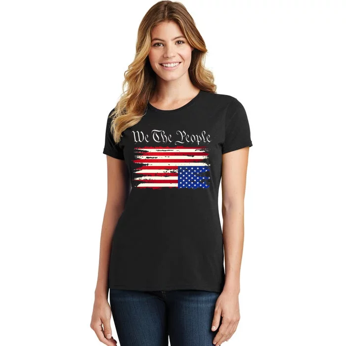 Upside Down American Flag Distress Women's T-Shirt