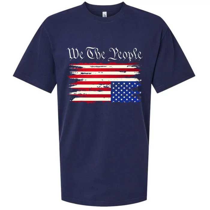 Upside Down American Flag Distress Sueded Cloud Jersey T-Shirt