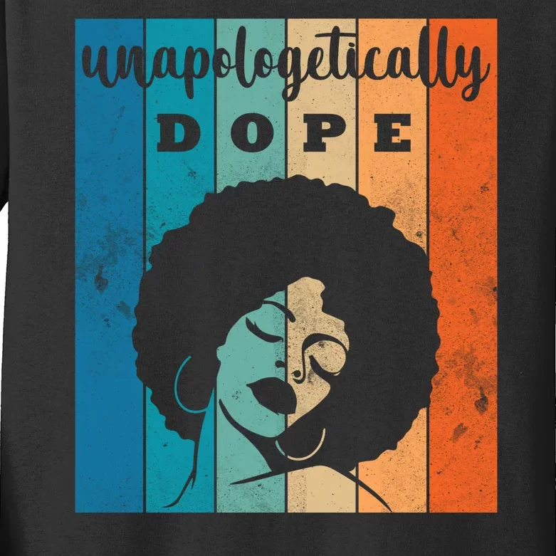 Unapologetically Dope Black Female Kids Long Sleeve Shirt