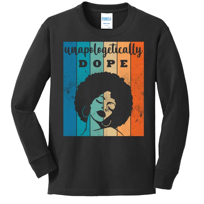 Unapologetically Dope Black Female Kids Long Sleeve Shirt