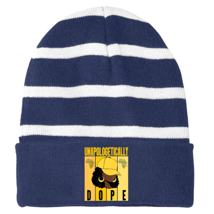 Unapologetically Dope Black History Month African American Striped Beanie with Solid Band