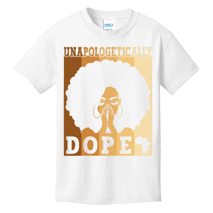 Unapologetically Dope Black Afro Melanin Black History Month Kids T-Shirt