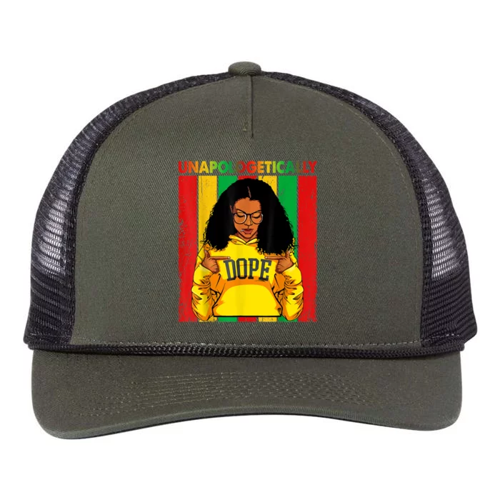 Unapologetically Dope Black Pride Melanin African American Retro Rope Trucker Hat Cap