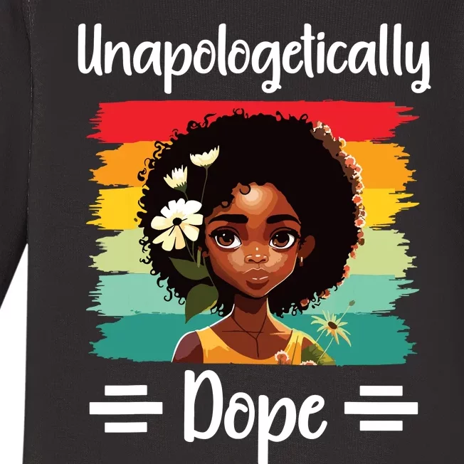 Unapologetically Dope Black Afro Girl Black History Month Baby Long Sleeve Bodysuit