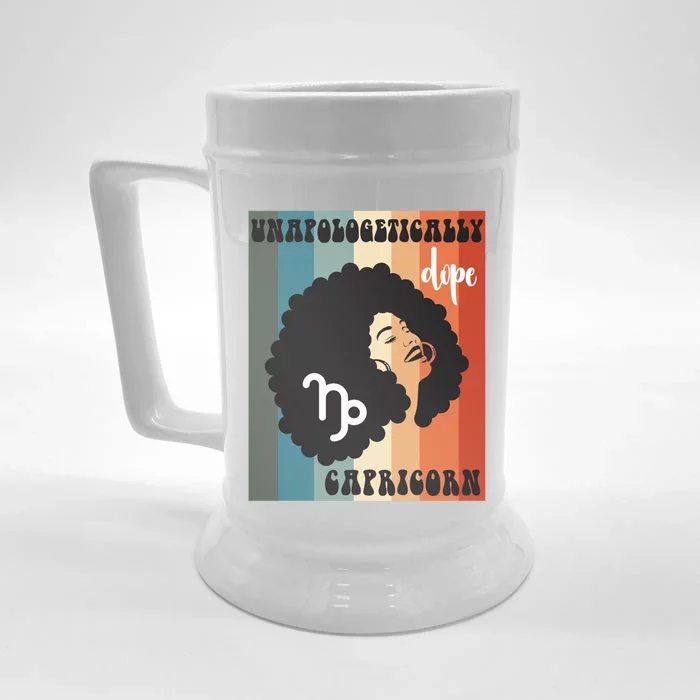 Unapologetically Dope Capricorn Black Zodiac Retro Meaningful Gift Front & Back Beer Stein