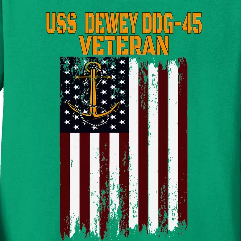 Uss Dewey Ddg 45 Destroyer Veterans Day Kids Long Sleeve Shirt